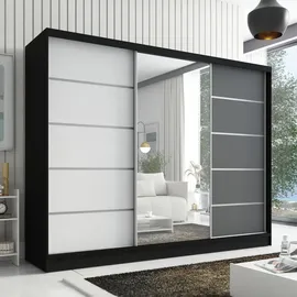 a&j möbelland gmbh Schiebetürenschrank AURELIA 1 200 x 215 x 59,5 cm Schwarz/Weiß