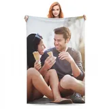 Bbflyper Personalisierte Decke,Fotodecke Individueller mit Foto Collage/Text/Bild,Flanell Decke Selbst Gestalten Foto für Ehemann Paare-1 Foto,180×200 cm