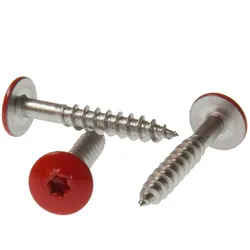 5,5x35 mm Montageschraube für HPL Schichtstoffplatten, Torx, V4A, Kopf rot lackiert, 100 Stück/VE