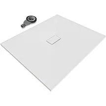 iflair Smc Duschwanne Duschtasse mit Anti-rutsch Flach Mit Steinoptik Weiss inkl. Ablaufgarnitur 120x100 cm