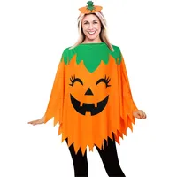 23GUANYI Faschingskostüme Damen Kürbis, Kürbis Karneval Kostüm, Kürbiss Kostüm, Festival Lustig Niedlich Party Fancy Dress Kürbisse Orange Poncho Outfit mit Kürbisse Hut für Erwachsene