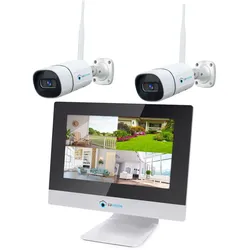 LUVISION WLAN Funk Kamera Set Überwachungssystem mit Monitor HDD-Rekorder & Cloud Speicher 4 bis 8 IP Kameras & App 8 Kameras