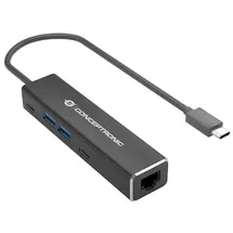 Conceptronic USB-Hub, mit LAN-Adapter, USB-C 3.0 [Stecker] ABBY13B