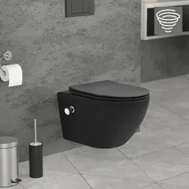 luxebath Wand-WC mit WC-Sitz Schwarz matt