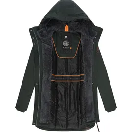 Ragwear Damen Wintermantel warm gefütterter Parka lang wasserdicht mit Kapuze Elsie Melange Dark Green Gr. XS - XS
