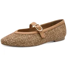 Marco Tozzi Damen Ballerinas weiches Feel Me Fußbett weiches Innenfutter Vegan Strap, braun (NUT Comb), 37 EU