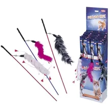 Nobby Katzenangel mit Plüschspielzeug grau/pink/weiß