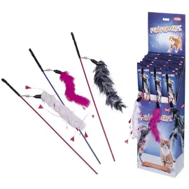 Nobby Katzenangel mit Plüschspielzeug grau/pink/weiß