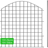 newhabitat | 15x Teichzaun Steckzaun aus Metall, Anthrazit,