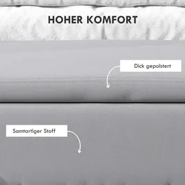 Homcom Sitzbank mit Stauraum Stoff, Metall, Gummiholz Hellgrau, Kunststoff, 40x42x100 cm,