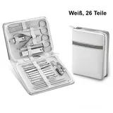 TPFBeauty Maniküre- & Pediküre-Set 26-teilig aus Kunstleder - Weiß