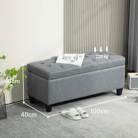 Homcom Truhenbank Hellgrau 100 x 40 x 44 cm