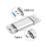 leizhan USB Stick 256GB Type C Memory Stick OTG Speicherstick 2-in-1 Flash Drive USB 3.0 Pen Drive für PC/Laptop/Notebook, und andere USB-C (256GB,Silver)