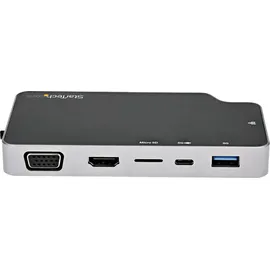 Startech StarTech.com USB-C Adapter - USB-C auf 4K HDMI oder VGA-Video mit 100W Power Delivery Pass-Through, 2-Port-10-Gbit/s USB-Hub, MicroS... - Schwarz/Grau