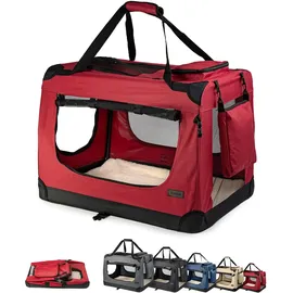 LIONTO Hundetransportbox 60 x 42 x 44 cm Dunkelrot