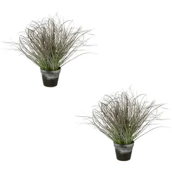 CREATIV green künstliche Pflanze Gras im Topf geeist, 45 cm, frost, 2er Set