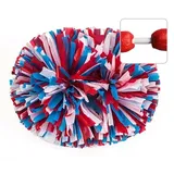 Egurs Groß Cheerleading Pom Poms mit Griff 2 Stück Cheerleader Pompons aus Kunststoff Pom Pom Handblumen Sport Cheers Ball Dance Kostüm Nacht Party Sport Wettbewerb Team Geist weiß+blau+rot M=32CM