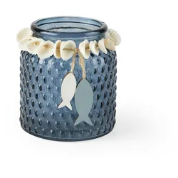 Excelsa Kerzenhalter Ocean Glas 10x11x10 cm Blau