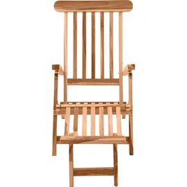 Möbilia Liegestuhl mit Fußstütze 4 Liegepositionen Teak natur | Natur