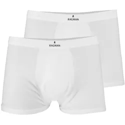 RAGMAN Herren Boxershorts, 2er Pack - Unterwäsche, Unterhose, Baumwollmischung, Logo, einfarbig Weiß 3XL