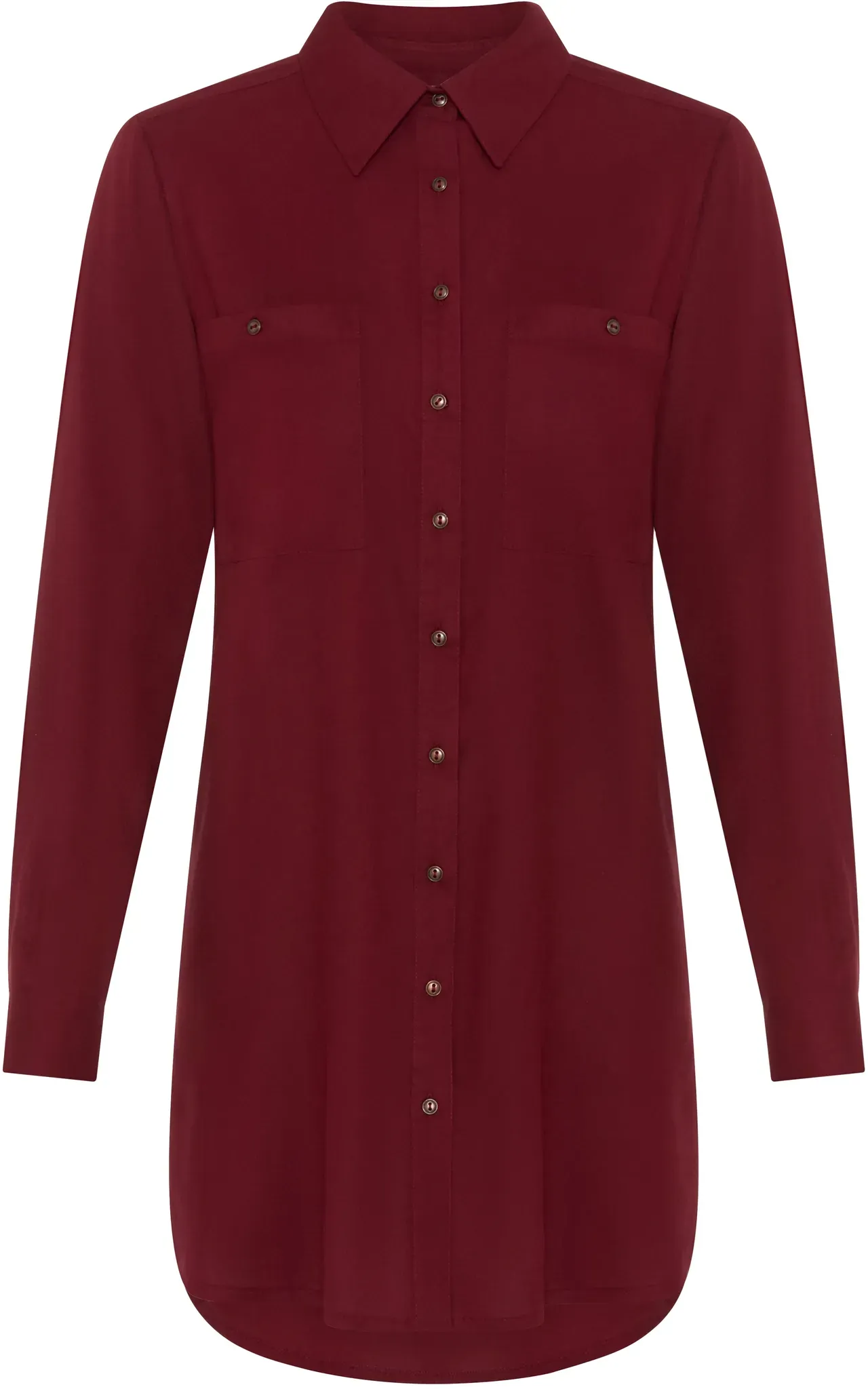 Longbluse BOYSEN'S, Damen, Gr. 42, rot (bordeaux), Web, Obermaterial: 100% Viskose, unifarben, figurumspielend hüftbedeckend, 1-Knopf-Manschette, Blusen Longbluse Bluse Hemdbluse, mit tiefen Seitenschlitzen