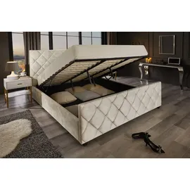 Riess-Ambiente Boxbett ELYSIUM 180x200cm champagner beige Samt mit Stauraum
