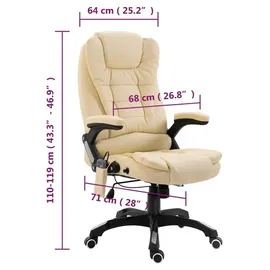 vidaXL Massage-Bürostuhl Kunstleder creme