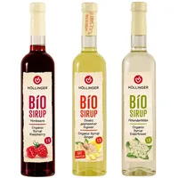 HÖLLINGER Bio Sirup Set, Himbeere, Ingwer und Holunderblüte, 3x500ml Flaschen, Alkoholfrei, Natürliche Zutaten, 1:9 Mischverhältnis