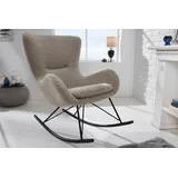 Riess Ambiente Design Schaukelstuhl Scandinavia Swing Champagner Greige Bouclé Schaukelsessel schwarz Metall