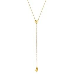 Hey Happiness Herz-Lariatkette mit Regentropfen-Anhänger aus Edelstahl Gold Damen 