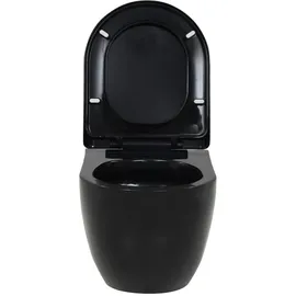 vidaXL Wand-WC mit WC-Sitz Schwarz