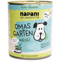 napani Bio Menü für Hunde Omas Garten mit Hirse & Kichererbsen - Nassfutter im 6 x 800g Dosenfutter - Premium Hundefutter aus Bayern