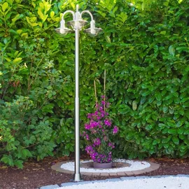 hofstein Außenleuchte Edelstahl 200 cm E27 inkl. Bewegungsmelder weiß