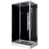SANOTECHNIK Trend 3 Komplettdusche mit Pendeltür rechts 120 x 210 cm Schwarz/Silber getönt