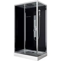SANOTECHNIK Trend 3 Komplettdusche mit Pendeltür rechts 120 x 210 cm Schwarz/Silber getönt