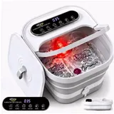 RIKE Faltbares Fußbad mit PTC-Schnellheizung & Massage, Klappbares Fußmassagegerät mit Präziser LCD-Temperaturregelung & Rotlicht, Wellness Geschenk für Senioren & Home Office