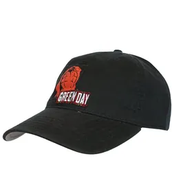 Green Day Unisex Punkrock-Band Baumwoll-Cap Flex-Cap mit Granaten-Logo TC102229GRN Schwarz - One-Size