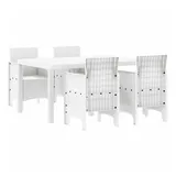 vidaXL Garten Essgruppe 5 pcs Weiß Poly-Rattan