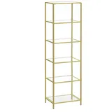 VASAGLE Glasregal 6 Ablagen 30 cm x 40 cm x 177,3 cm Gold