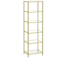 VASAGLE Glasregal 6 Ablagen 30 cm x 40 cm x 177,3 cm Gold