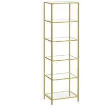 VASAGLE Glasregal 6 Ablagen 30 cm x 40 cm x 177,3 cm Gold