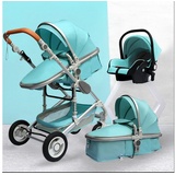 TPFLiving Kombi-Kinderwagen 3in1 Set - Modell 2 Stoff - Grün