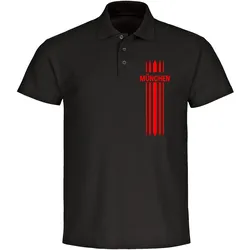 multifanshop Poloshirt - München rot - Streifen - Druck rot - Polo