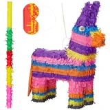 Relaxdays 3 TLG. Pinata Set Esel, mit Pinata Stab und Augenmaske, für Kinder, Geburtstag, zum selbst Befüllen, Donkey Piñata, bunt