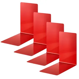 Alco Alco-Albert 4301-12-4 - Buchstützen aus Metall, 4 Stück, rot, 14 x 14 x 8,5 cm, für Schule, Büro und Zuhause