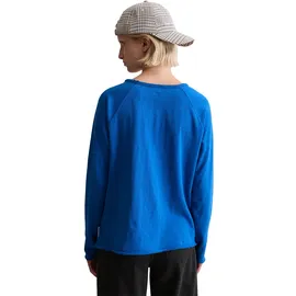 Marc O'Polo DENIM "aus Organic Cotton", Damen, Gr. XXS, blau (pale cobalt), Obermaterial: 100% Baumwolle, unifarben, Basic, relaxed fit, Serafino, Shirts Langarmshirt