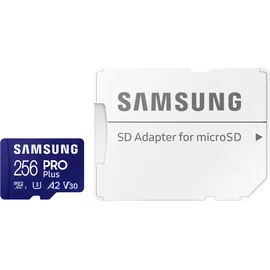 Samsung PRO Plus 256 GB microSDXC-Speicherkarte (180 MB/s, Class U3, V30, A2)