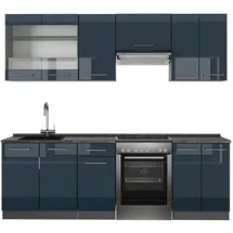 Vicco Küchenzeile Fame-Line 240 cm Dunkelblau Hochglanz