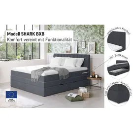 Cotta Boxspringbett COTTA "Shark inkl. Bettkasten und Topper", grau (argent), B:146cm L:212cm, 100% POLYESTER (PES), Komplettbetten, Boxspringbett, erhältlich in den Breiten 140x200cm, 160x200cm und 180x200cm, Topseller