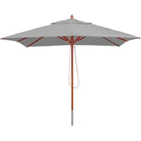 Mendler Gastronomie Holz-Sonnenschirm HWC-C57, Gartenschirm, Polyester/Holz 14kg, eckig 3x3m